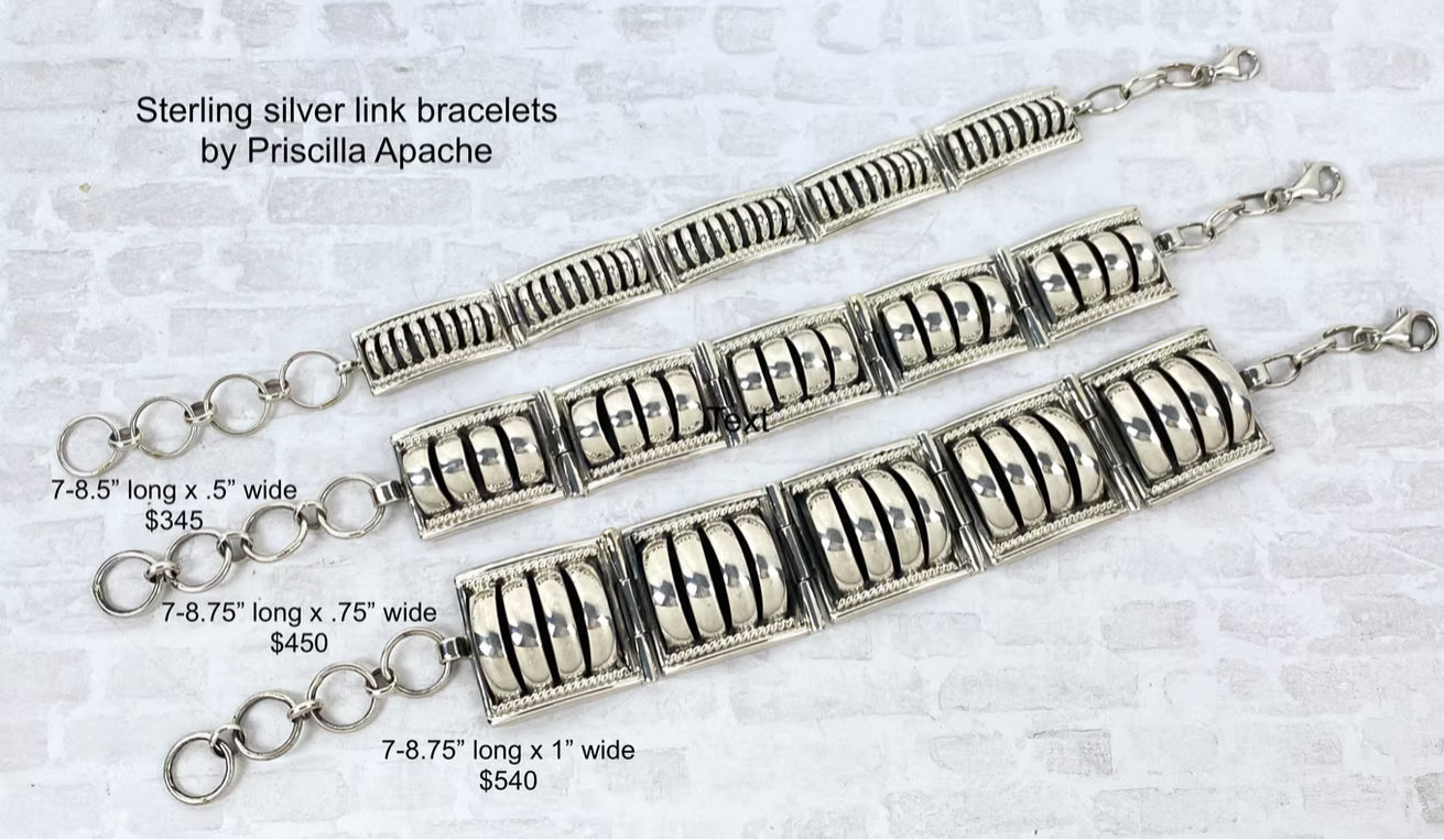 Sterling silver link bracelets by Priscilla Apache