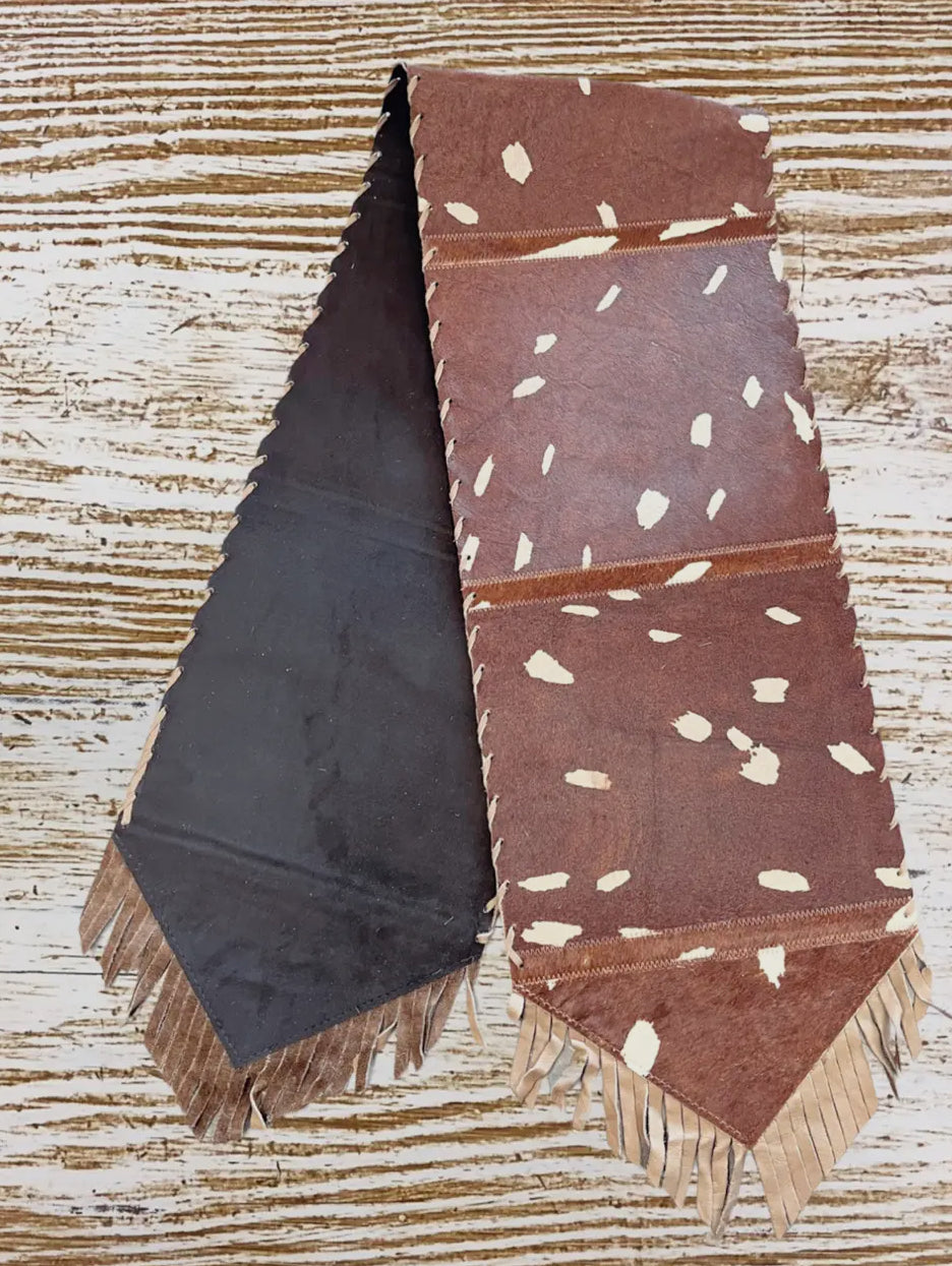 Cowhide Axis Deer Print Table Runner