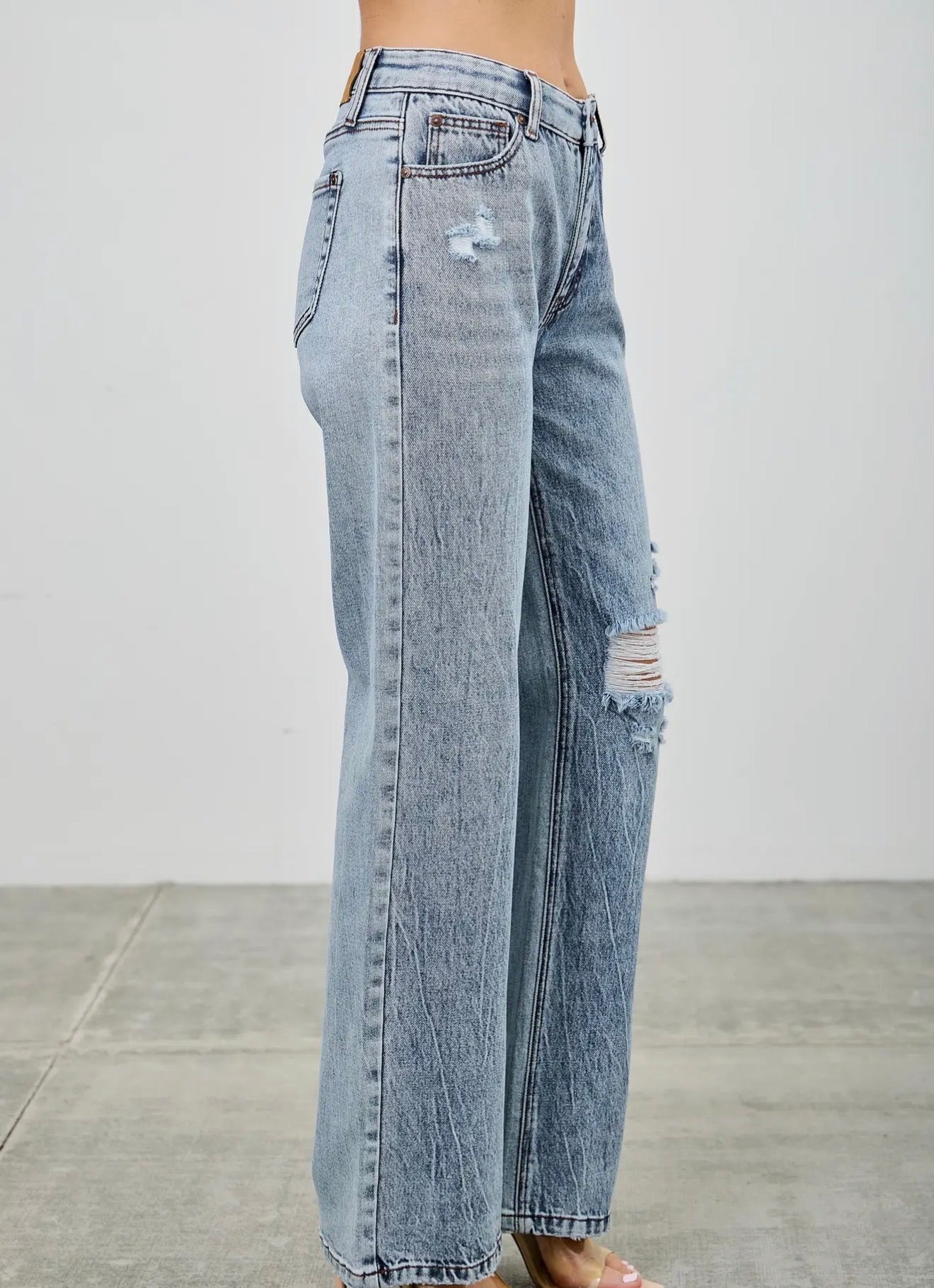 Saige Tummy Control Panel Distressed Jeans