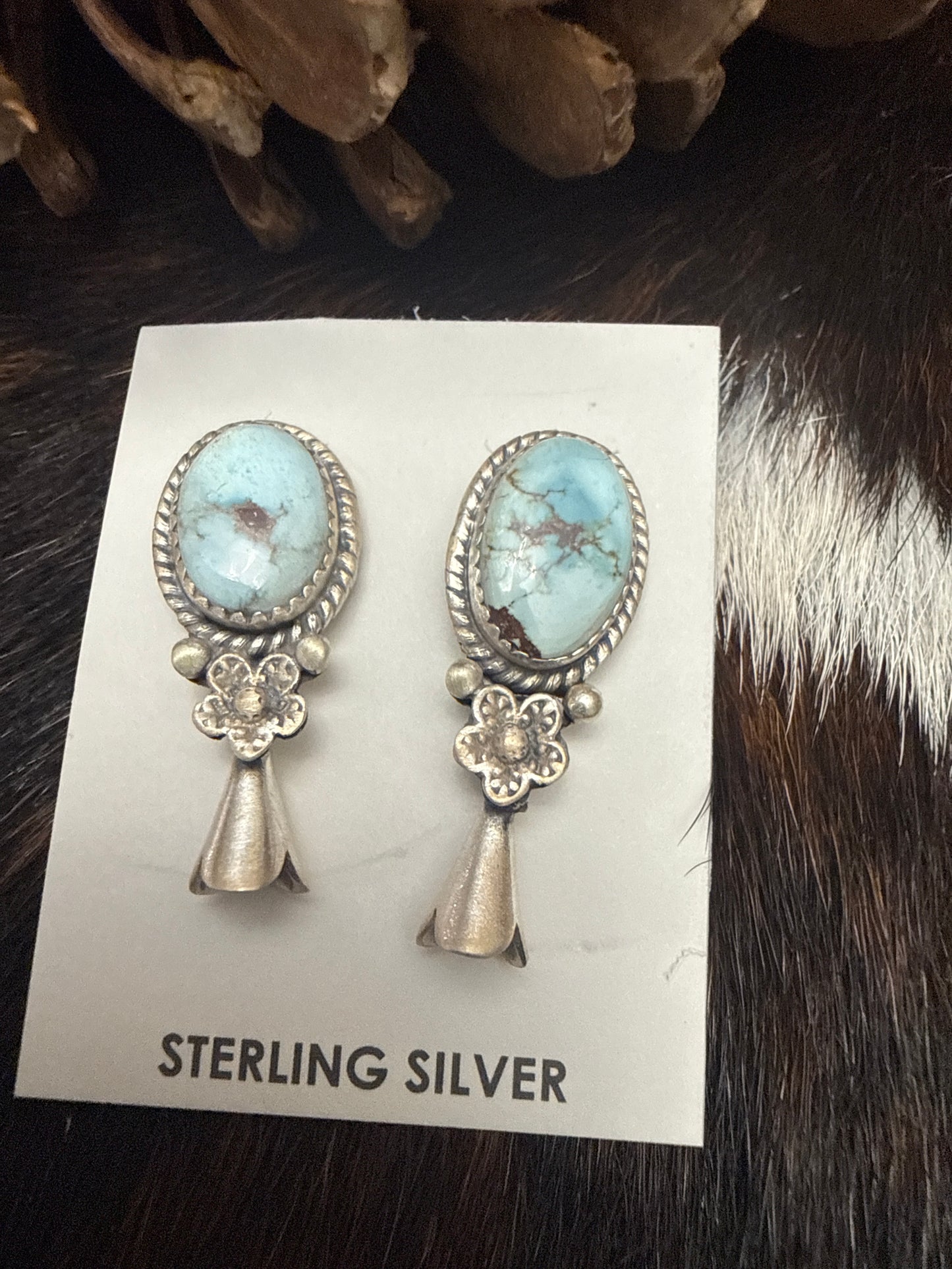 Sterling Silver Handmade Golden Hills Turquoise Earrings