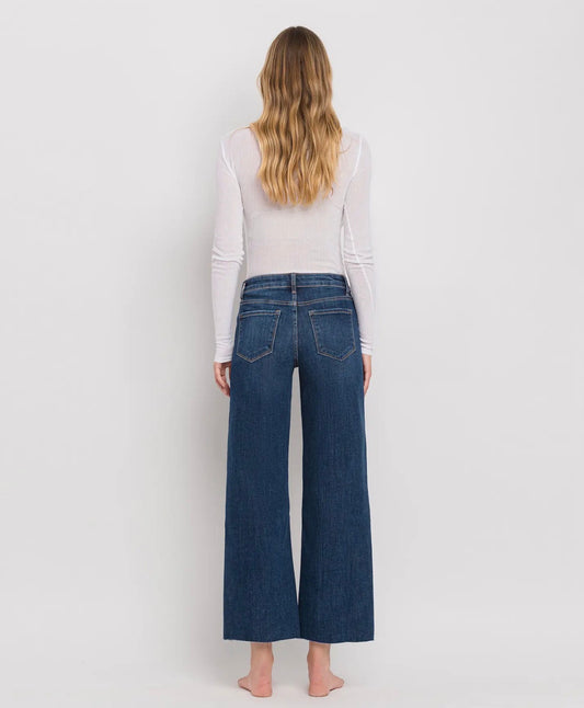 Lovervet Tummy Control Mid Rise Dark Wash Wide Leg Jeans