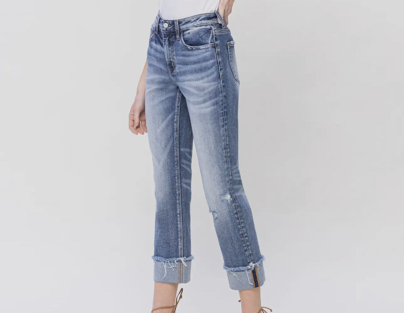 Vervet Lovervet High Rise Cuffed Straight Leg Jeans