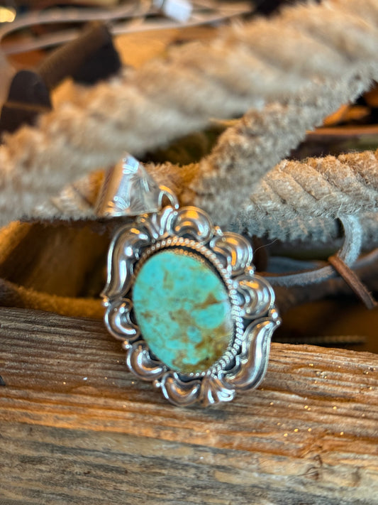 Harold Recenti Navajo HandMade .925 Kingman Turquoise Pendant