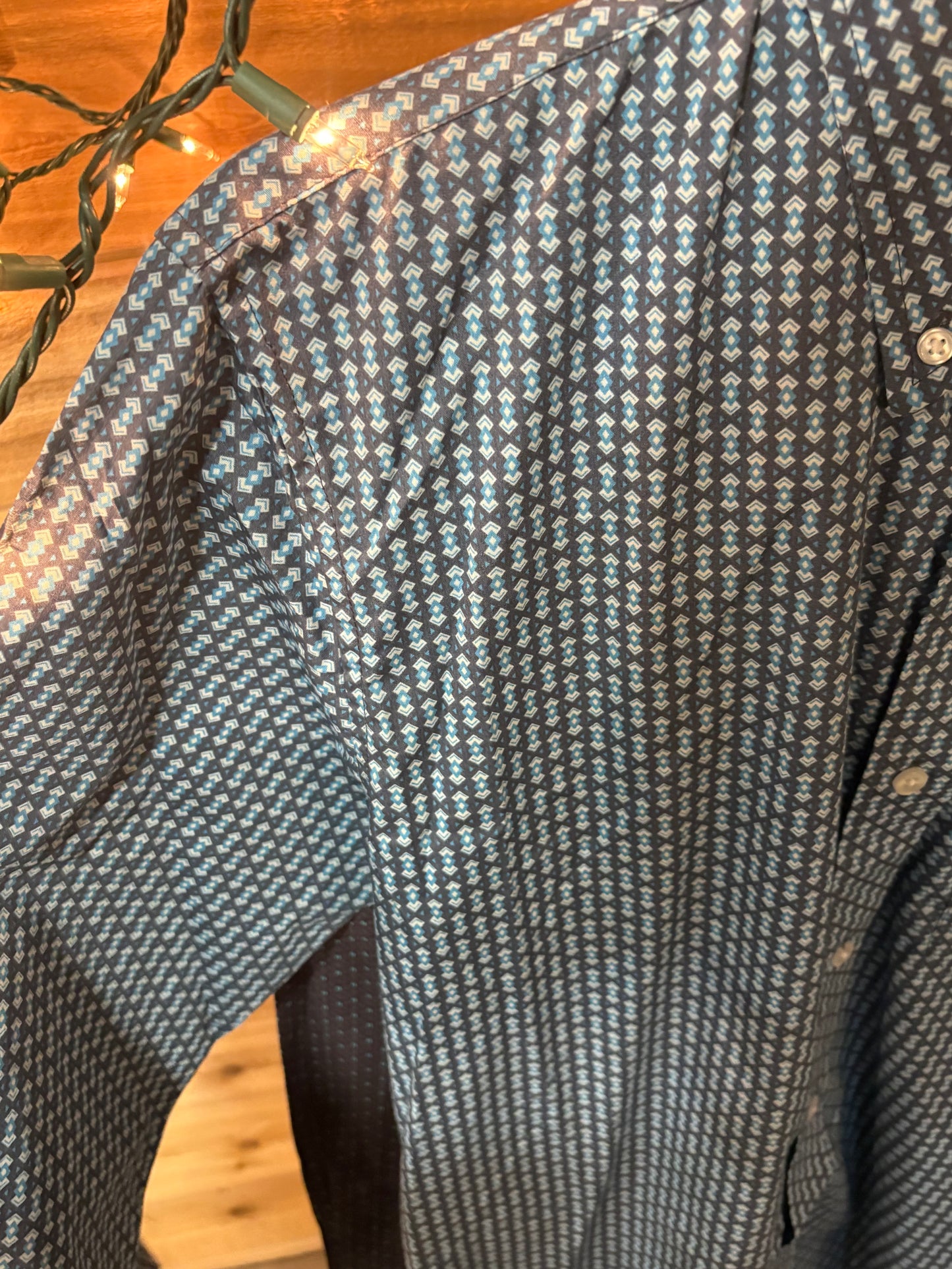 Men’s Blue  Long Sleeve Cowboy Western Button Down Shirt