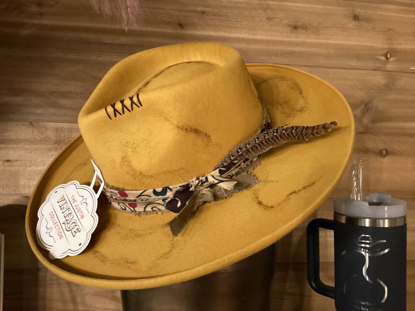 Justin Red Vintage Flat Brim Hat