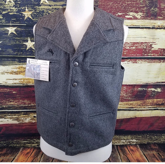 Wyoming Traders Mens Charcoal Buckaroo Wool Vest