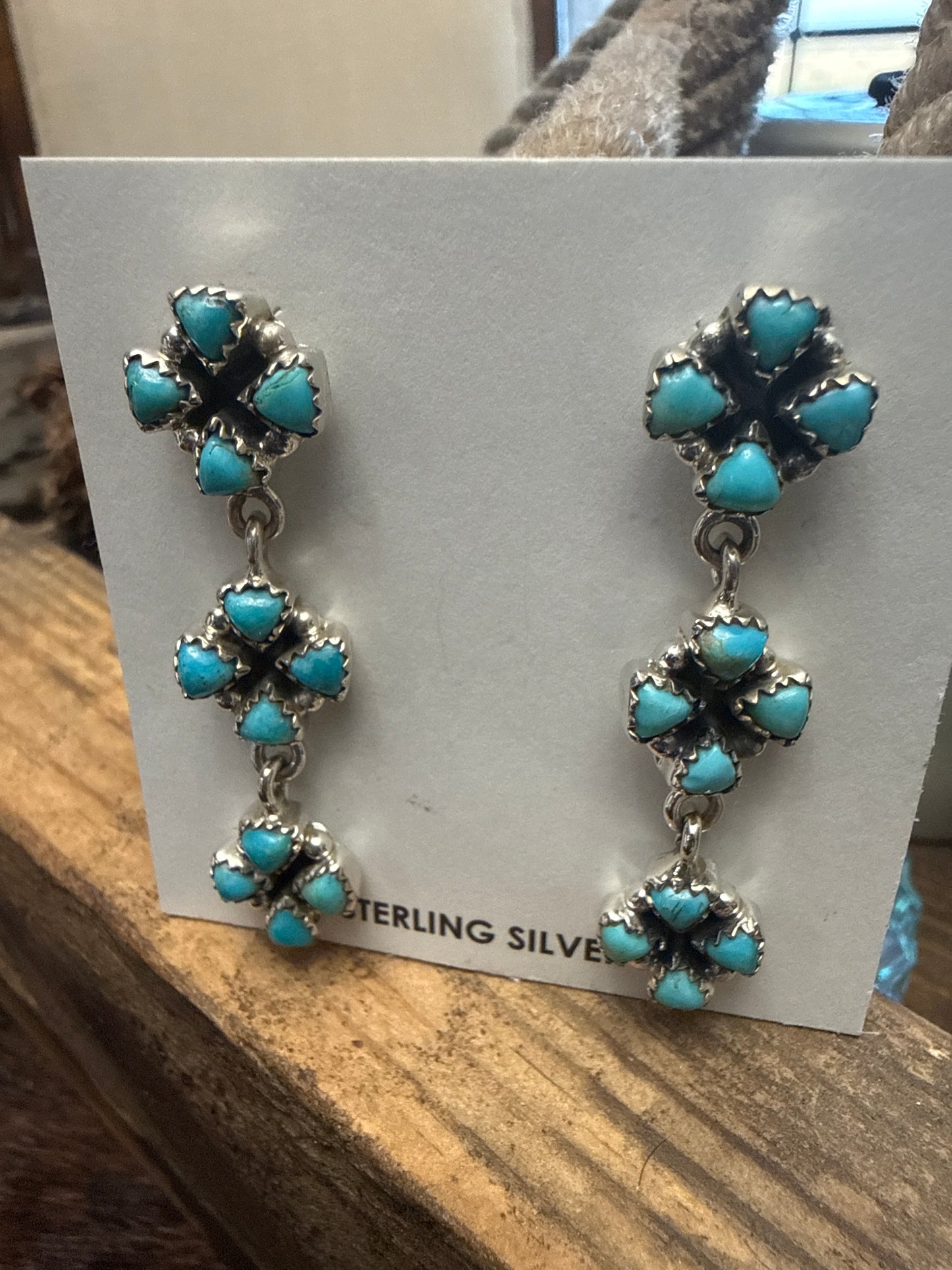 Sterling Silver Handmade Kingman Turquoise Dangle Earrings