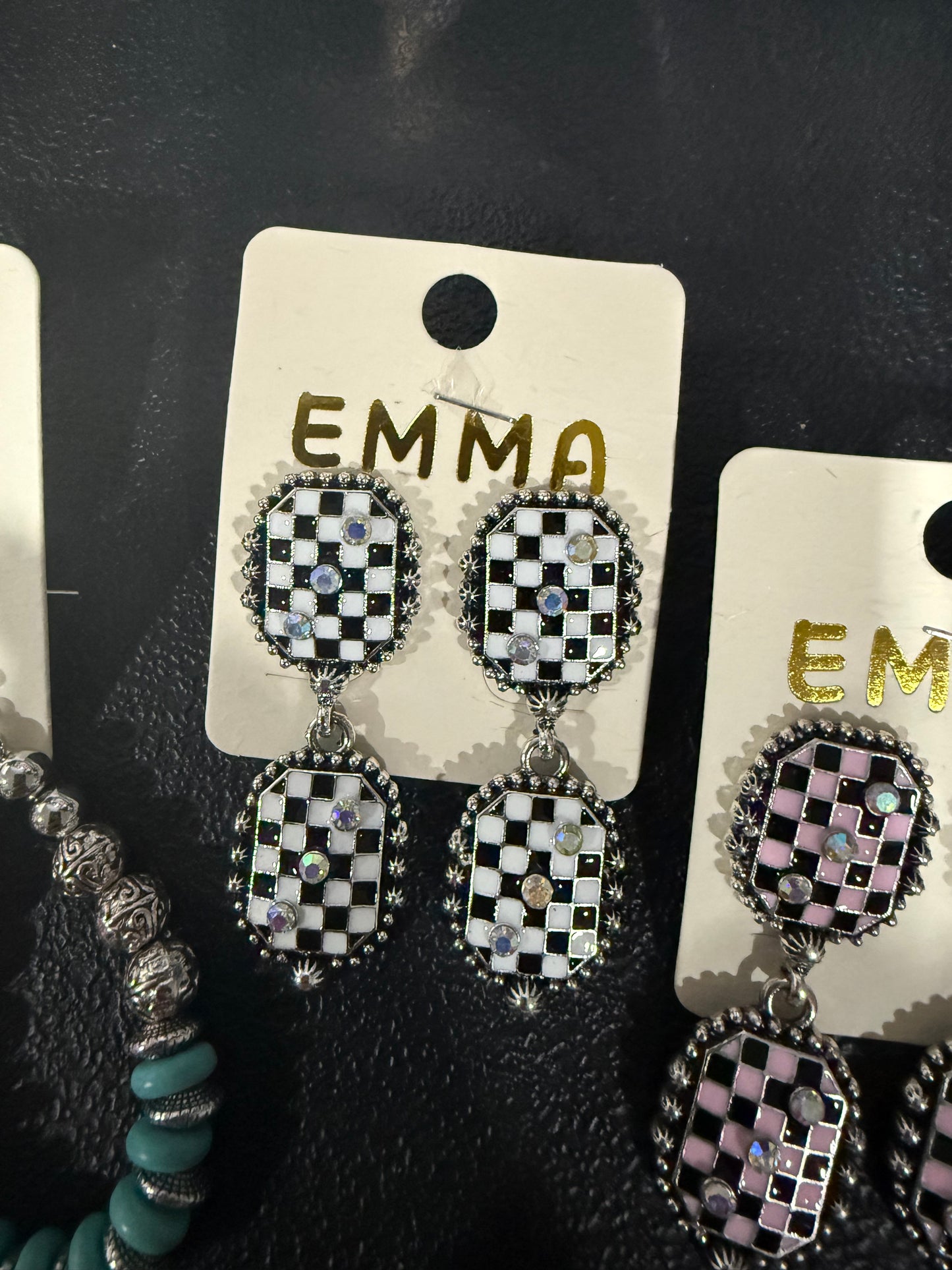 Faux Checked Earrings