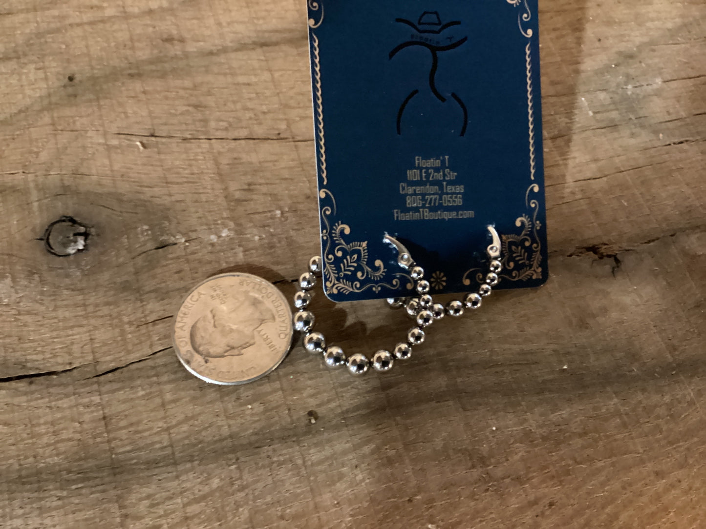Silver Bead 1” Hoop Earrings