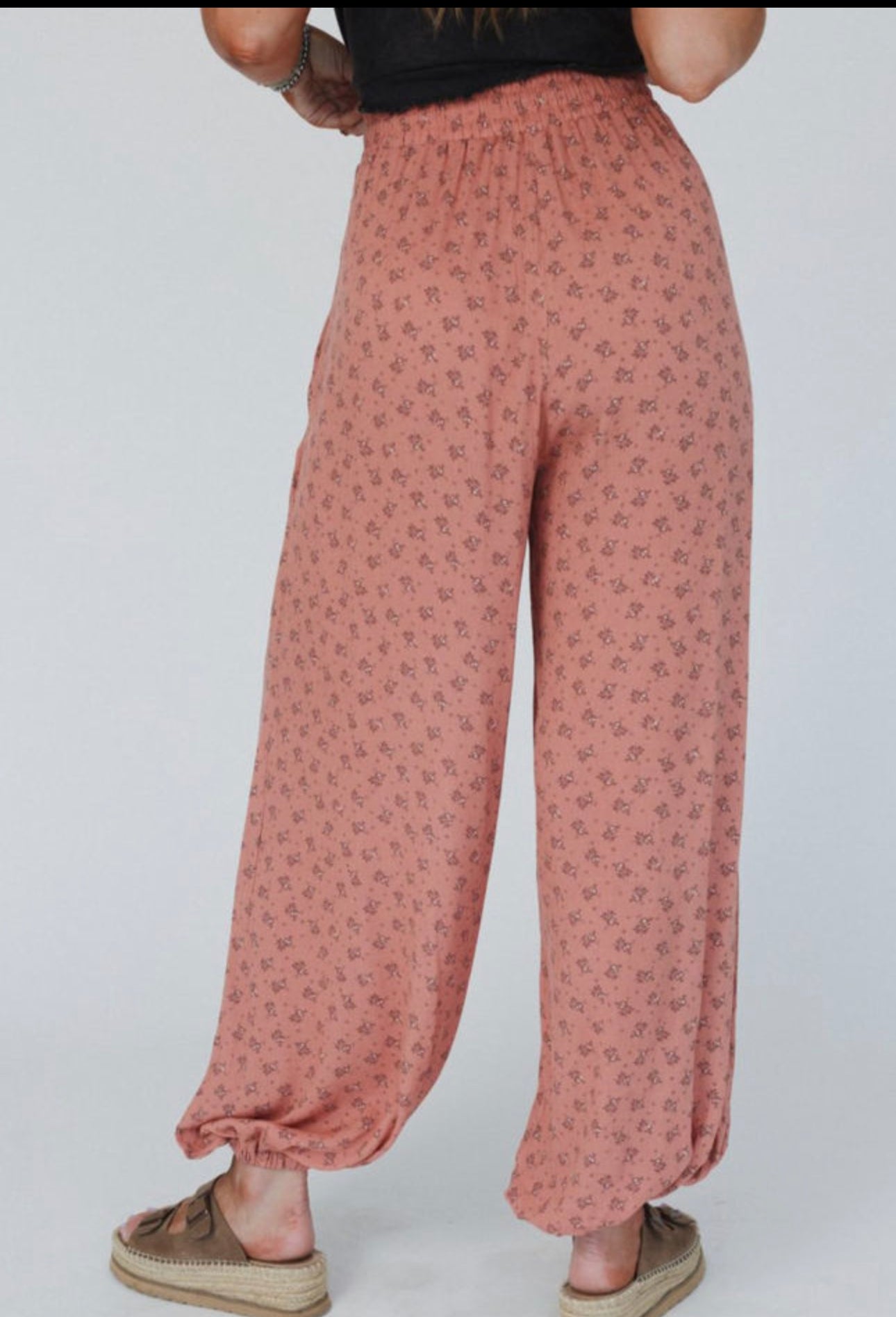 Pink Boho Floral Printed Wide Leg
Jogger Pants