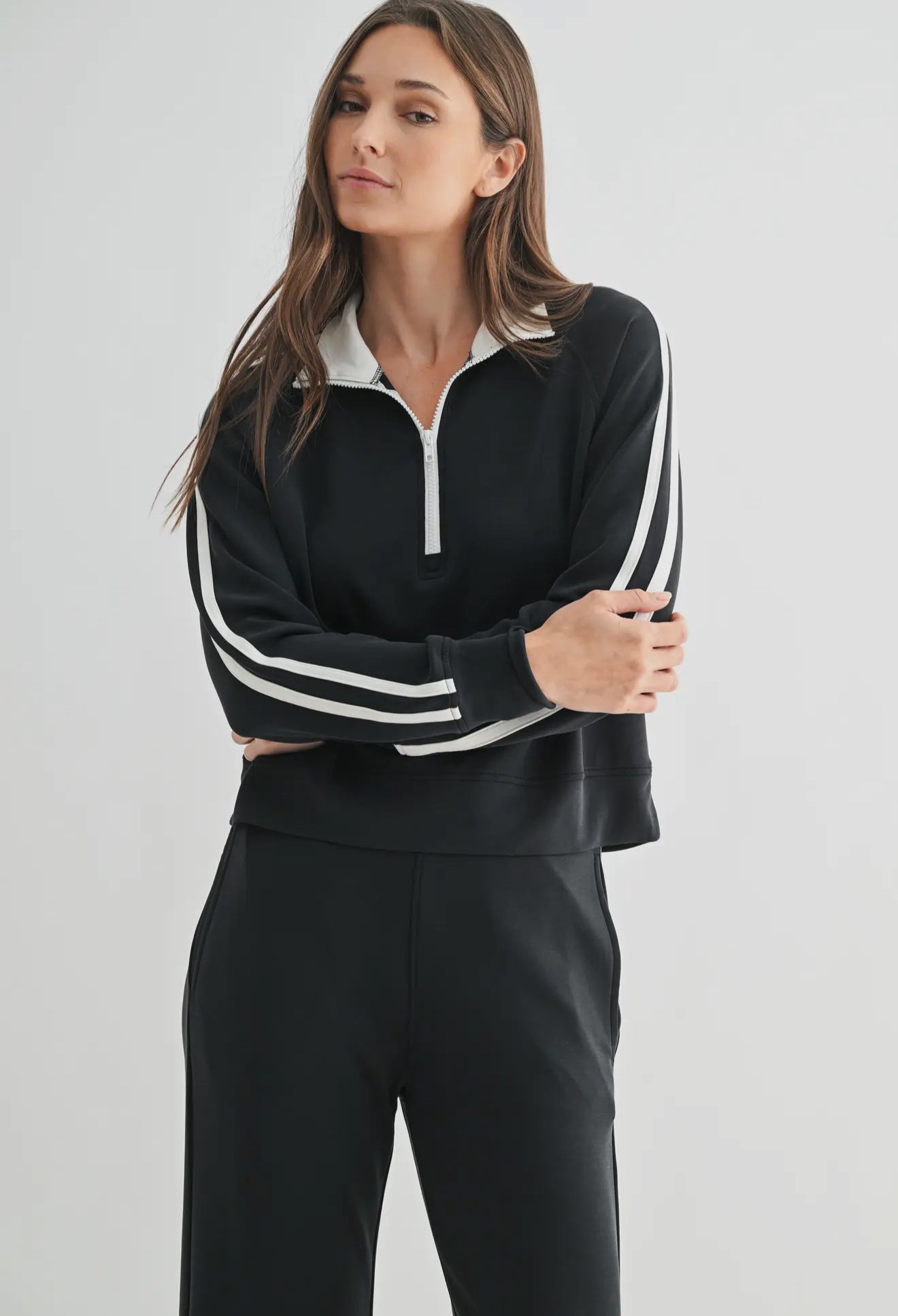 MONO B Buttersoft Laguna Half-Zip Stripe Set 2 PC SET