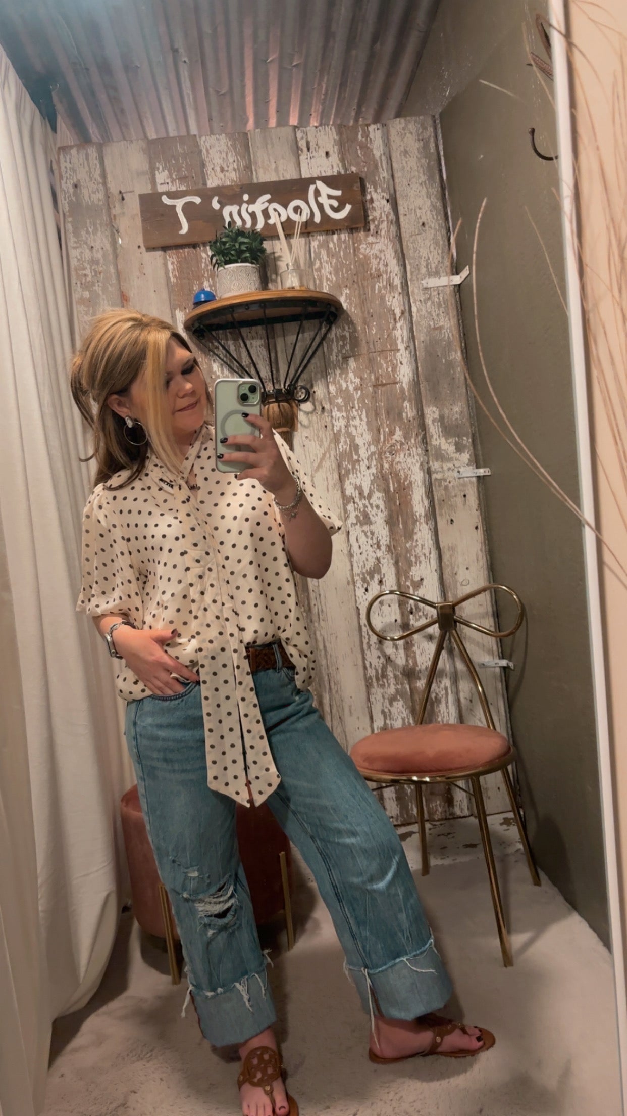 Polka Dot Shirt with tie neck