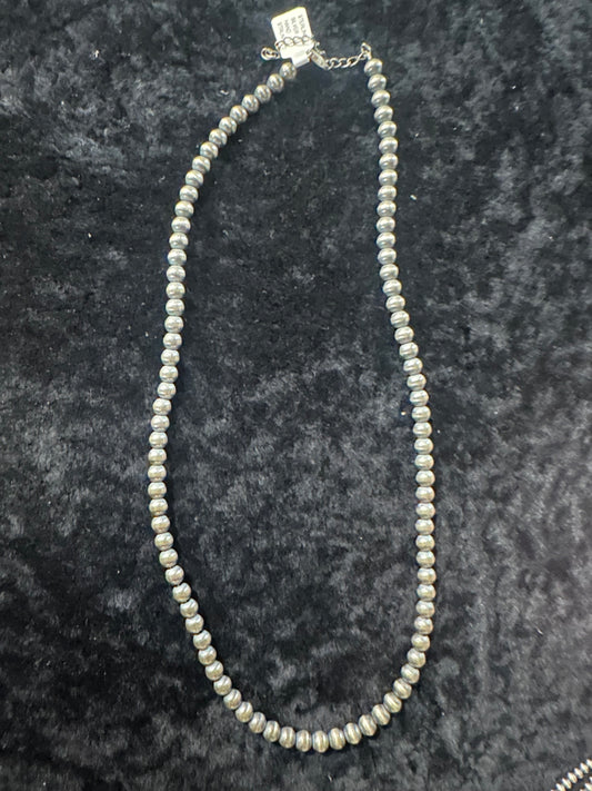 Sterling Silver Navajo Pearl Necklace 6mm 20”