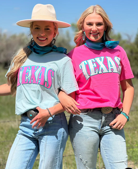 Texas In Glitter With Metallic Puff Tee