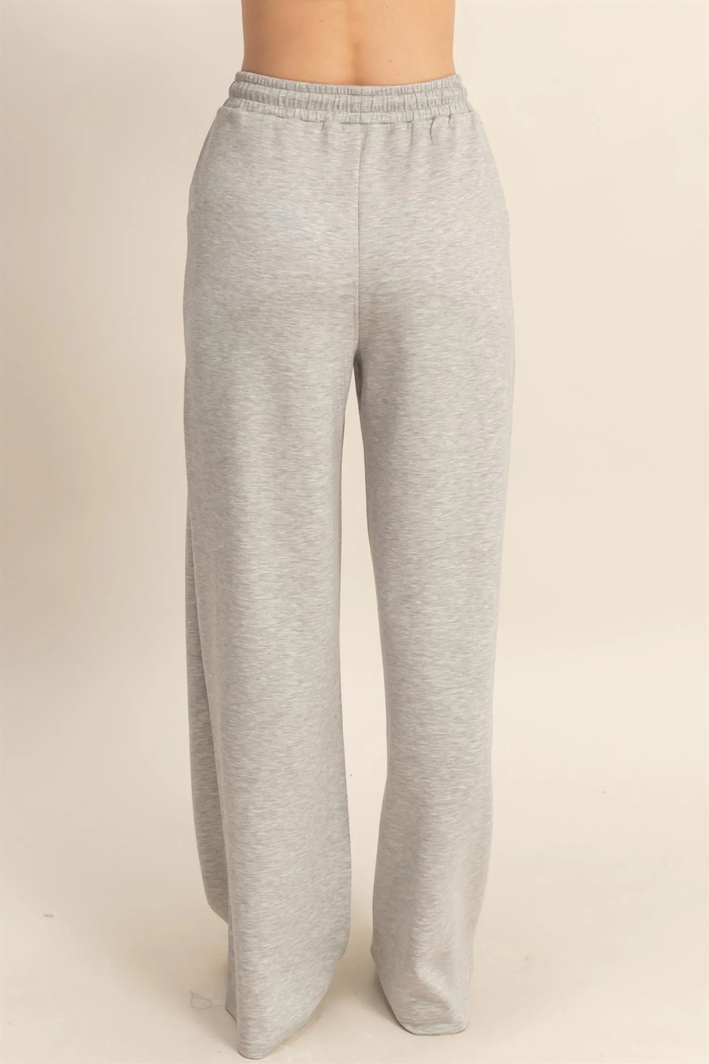 Double Knit High-Waist Drawstring Pintuck Wide Leg Pants