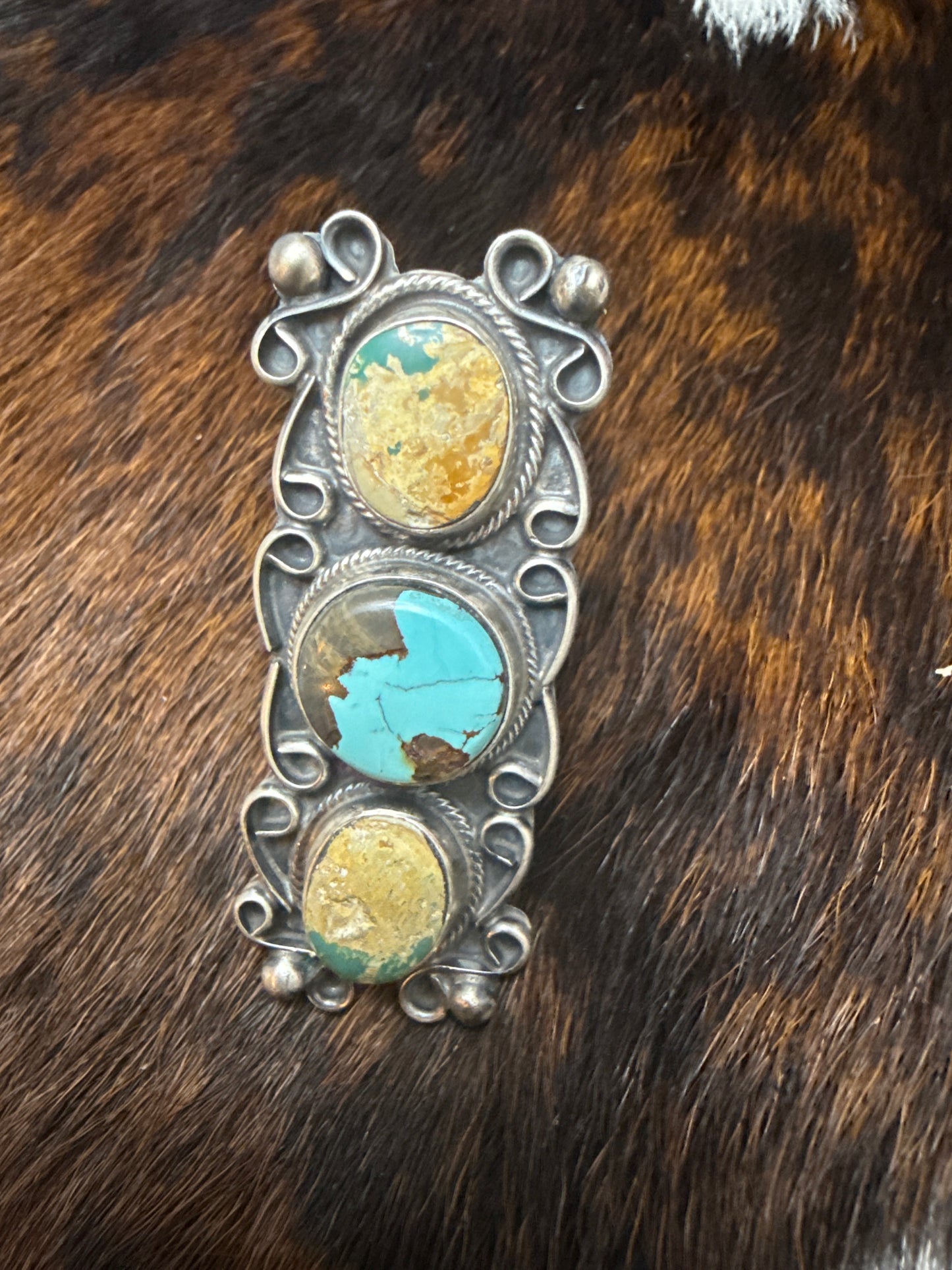 Marked KM Navajo Ring Sterling Turquoise