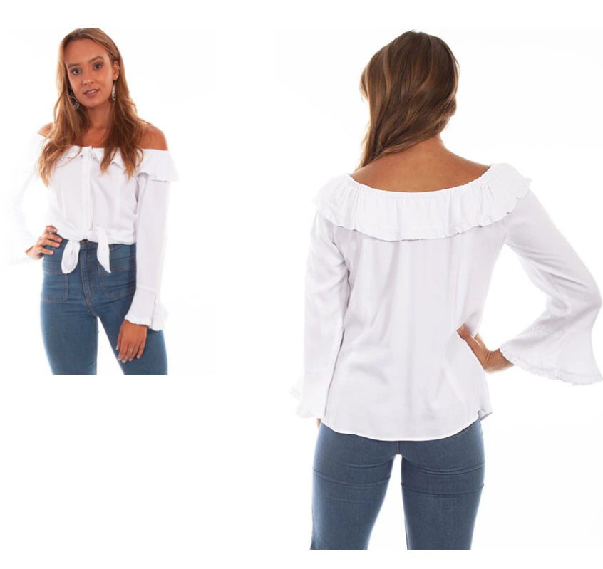 Scully Honey Creek White On/Off the Shoulder Top W or W/o Front Tie