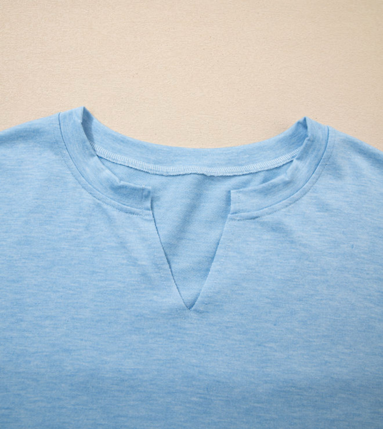 Myosotis Notched Neck Raw Hem Lightweight Long Sleeve