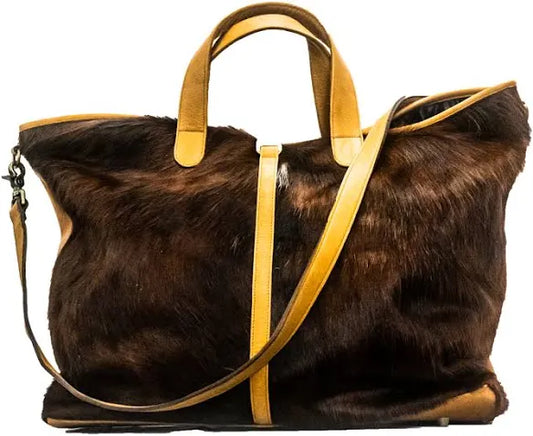 Juan Antonio British Tan with Brindle Cowhide Tote