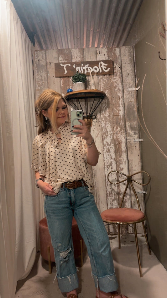 Polka Dot Shirt with tie neck