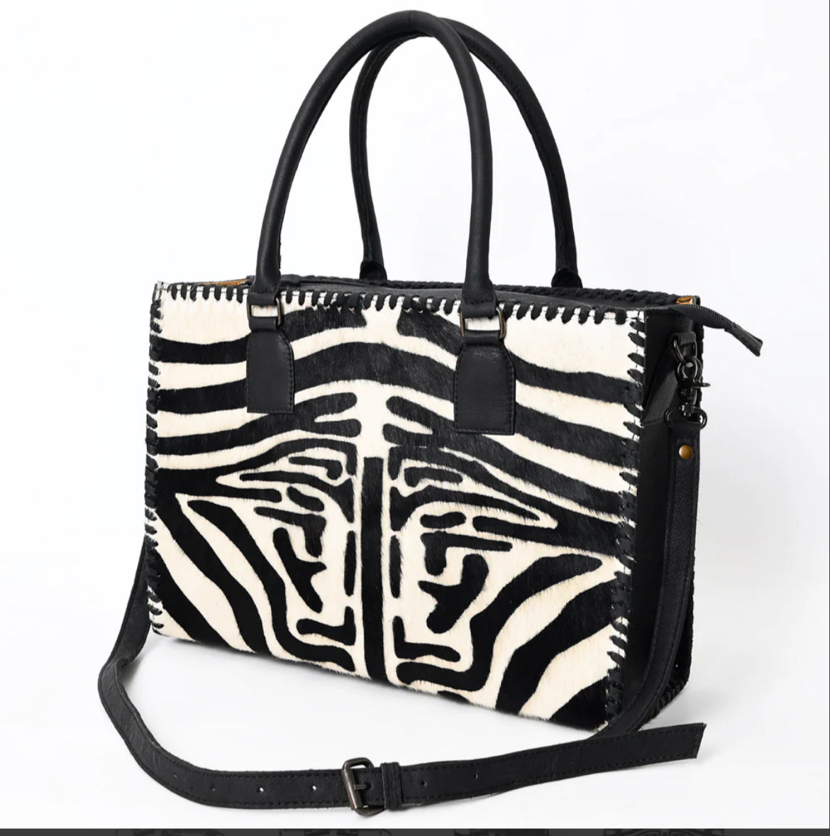 Zebra Tote Hair On Genuine Western Leather Women Bag