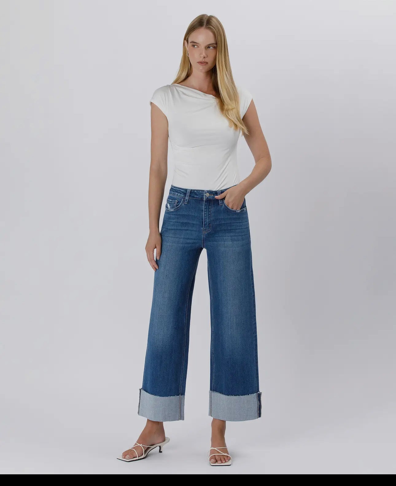 Lovervet by VERVET - High Rise Cuffed Ankle Wide Leg
Jeans