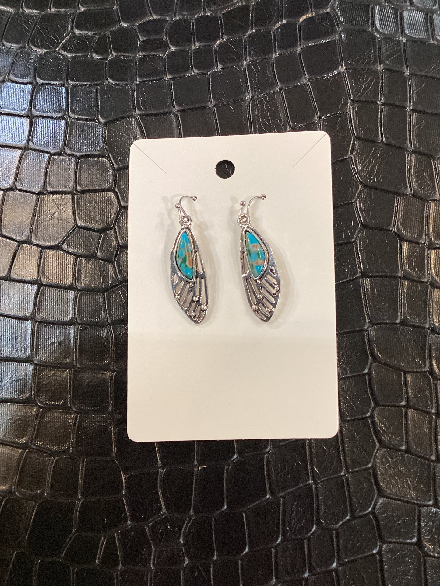 Faux Turquoise and Silver Earrings