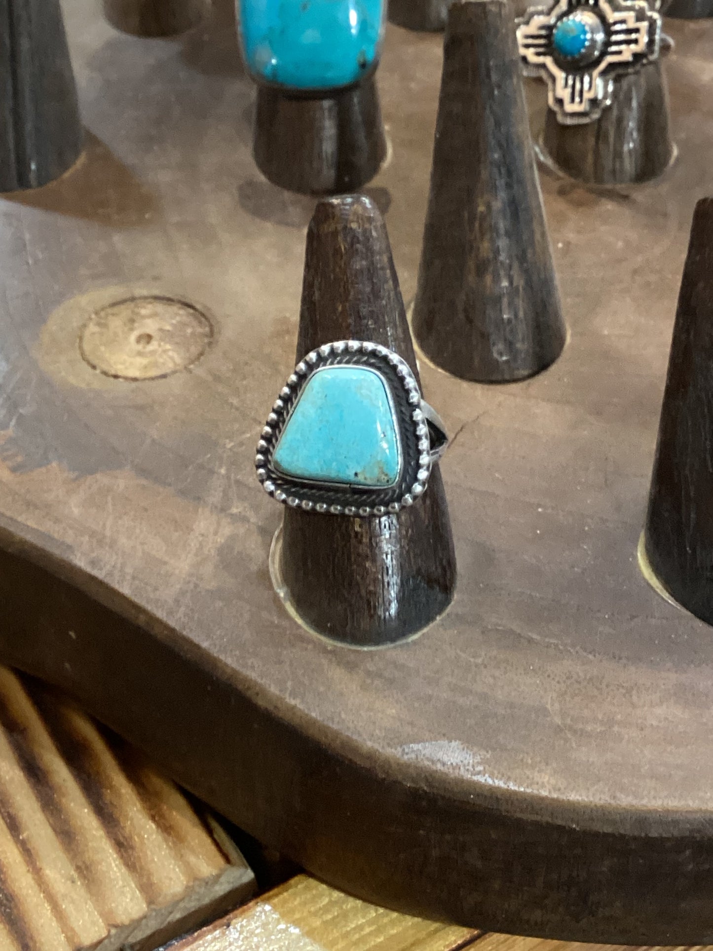 Scott Skeets Handmade Sonoran Blue Turquoise Ring sz 7.5