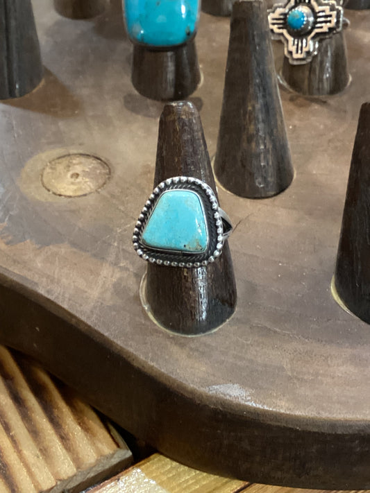 Scott Skeets Handmade Sonoran Blue Turquoise Ring sz 7.5