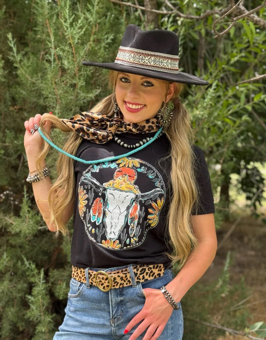 TEXAS TRUE THREADS Callie Ann Stelter Western Skull Tee