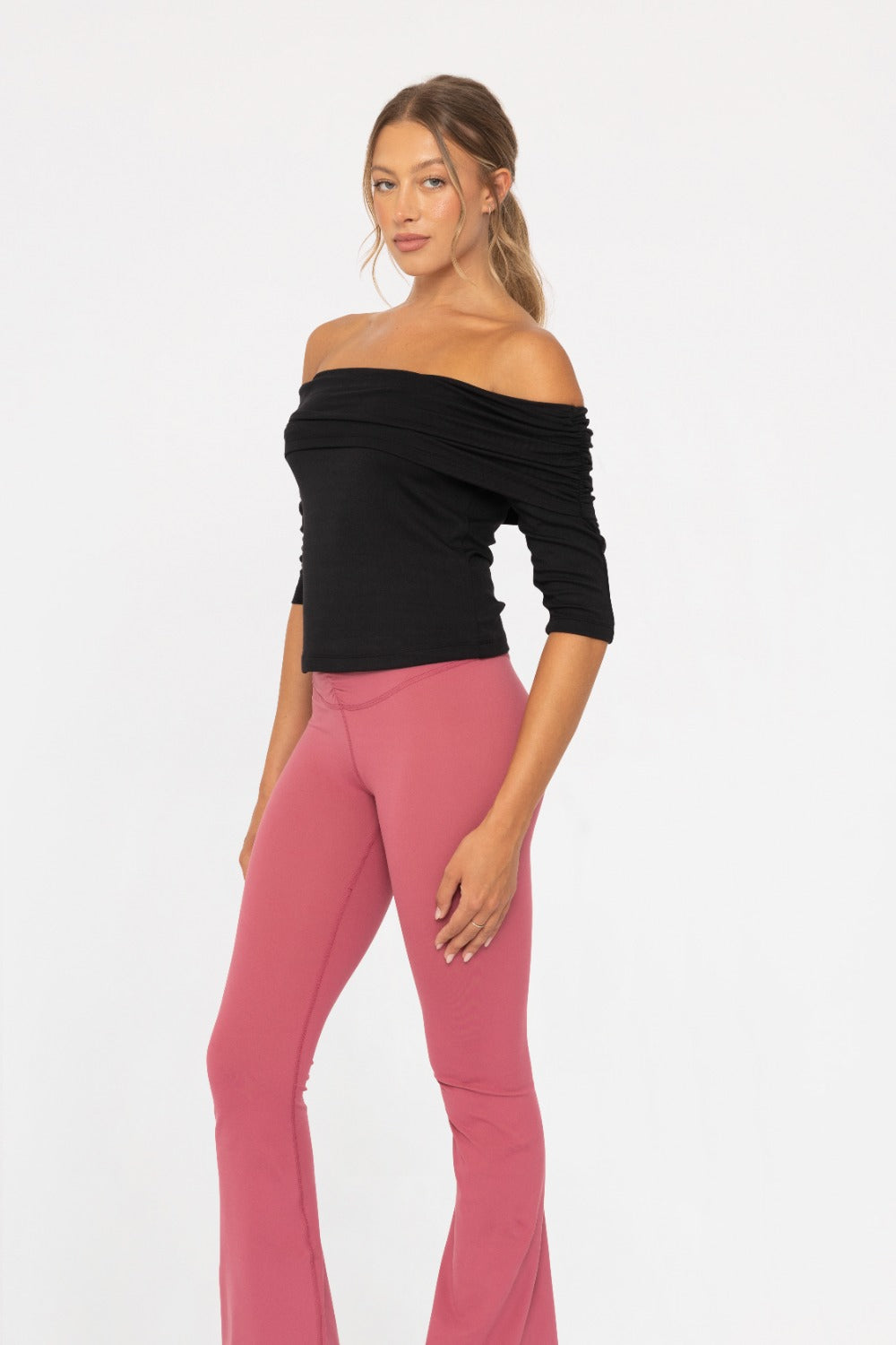 MONO B - OFF THE SHOULDER RUCHED TOP