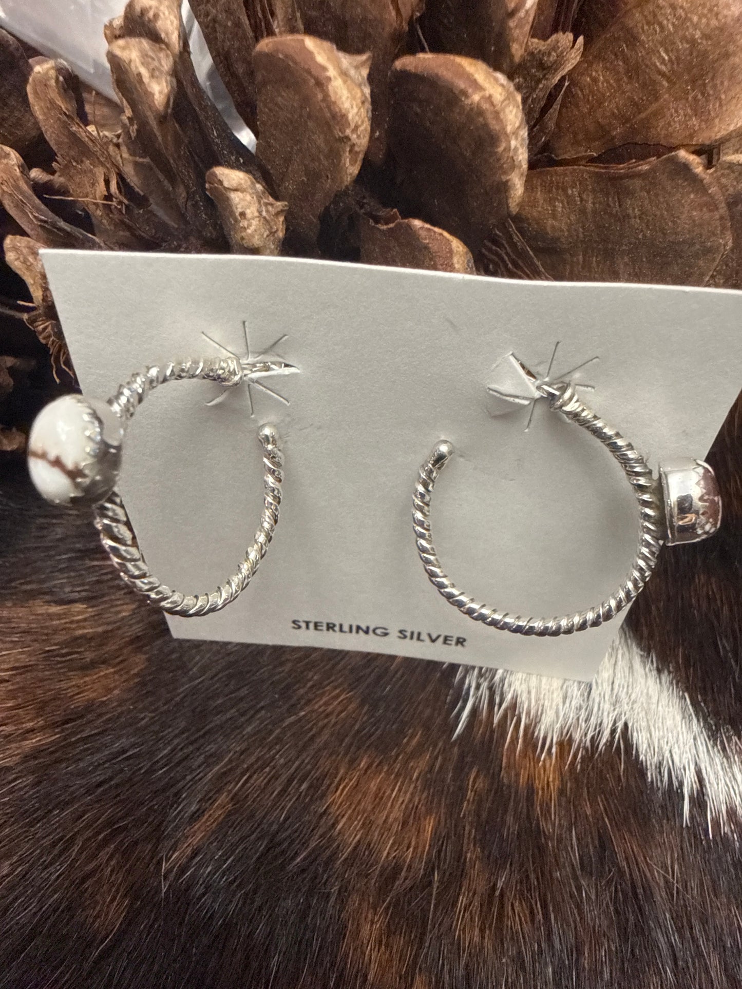 Sterling Silver Handmade Wild Horse Hoop Earrings