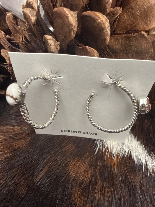 Sterling Silver Handmade Wild Horse Hoop Earrings
