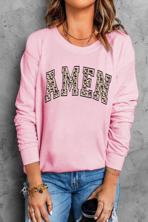 AMEN Graphic Pullover Pink Sweatshirt