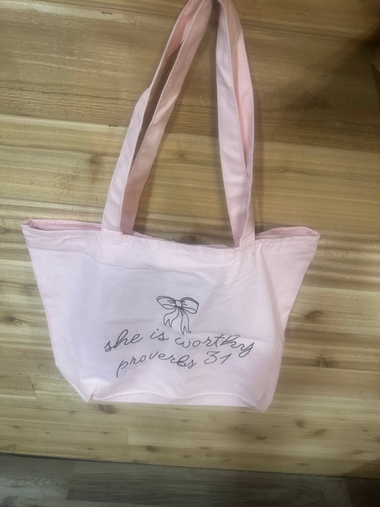 She is worthy proverbs 31 Tote Bag