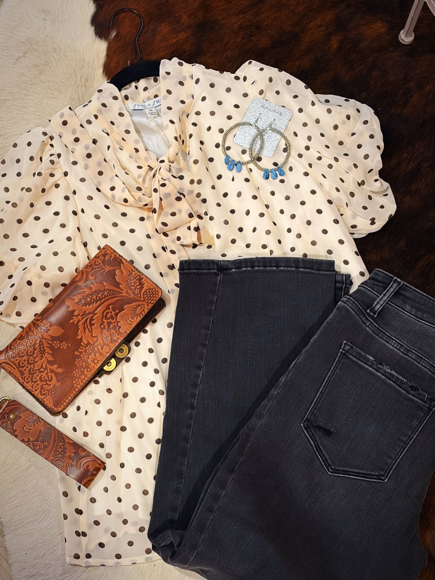 Polka Dot Shirt with tie neck