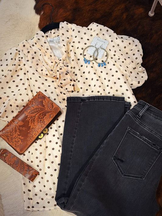 Polka Dot Shirt with tie neck