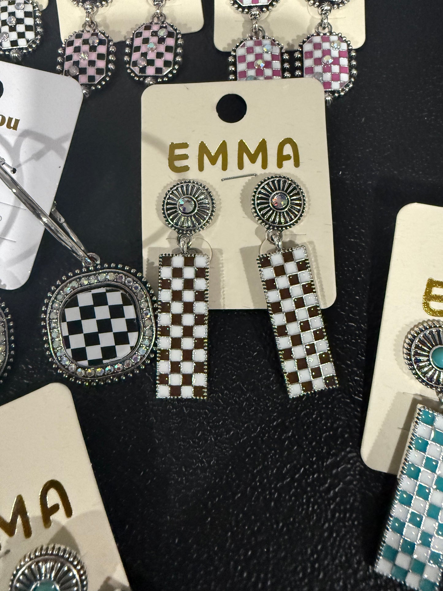 Faux Checked Earrings