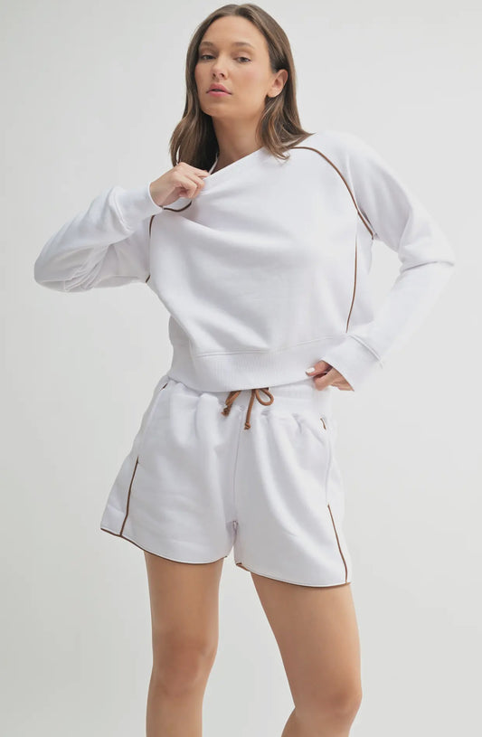 Pipedfleece Cotton Blend
Crewneck Sweatershirt