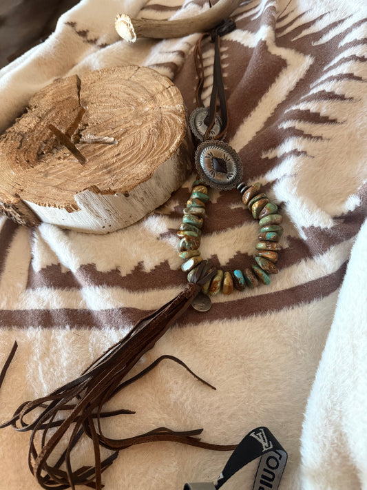 Authentic Turquoise Nugget & Buffalo Nickel Concho Necklace