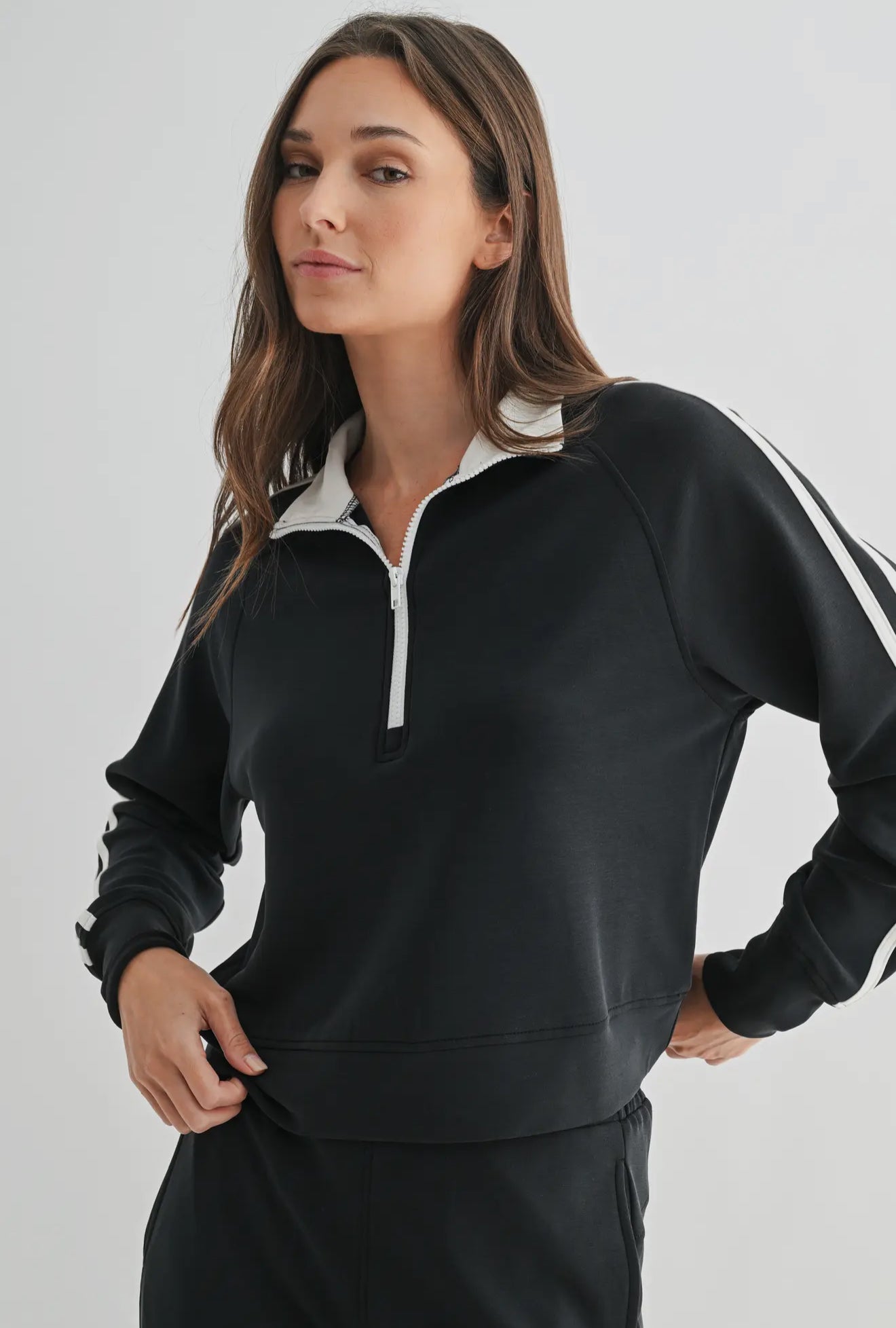 MONO B Buttersoft Laguna Half-Zip Stripe Set 2 PC SET
