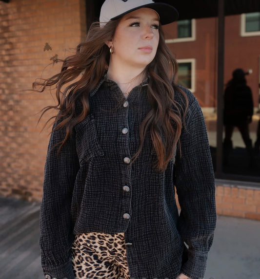 ACRES BUTTON UP TOP *MIDNIGHT