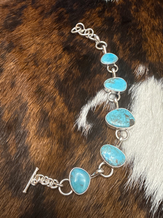 Sterling Silver Turquoise Link Bracelet