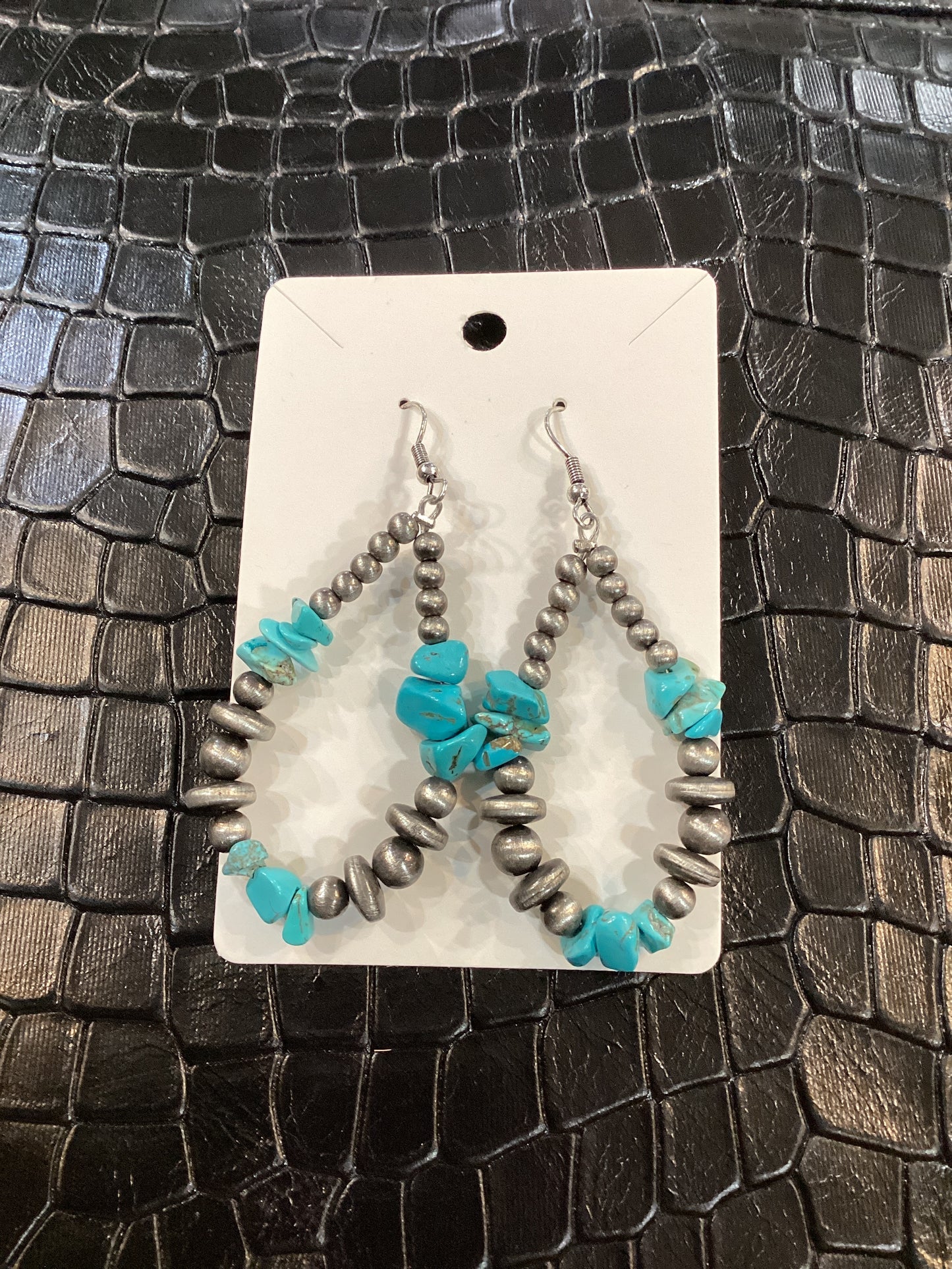 Faux Turquoise and Silver Earrings