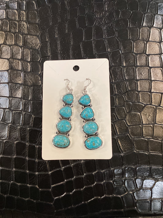 4 Stone Faux Turquoise Earrings