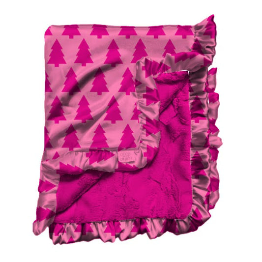 DREAMING OF A PINK CHRISTMAS SATIN RUFFLE BLANKET