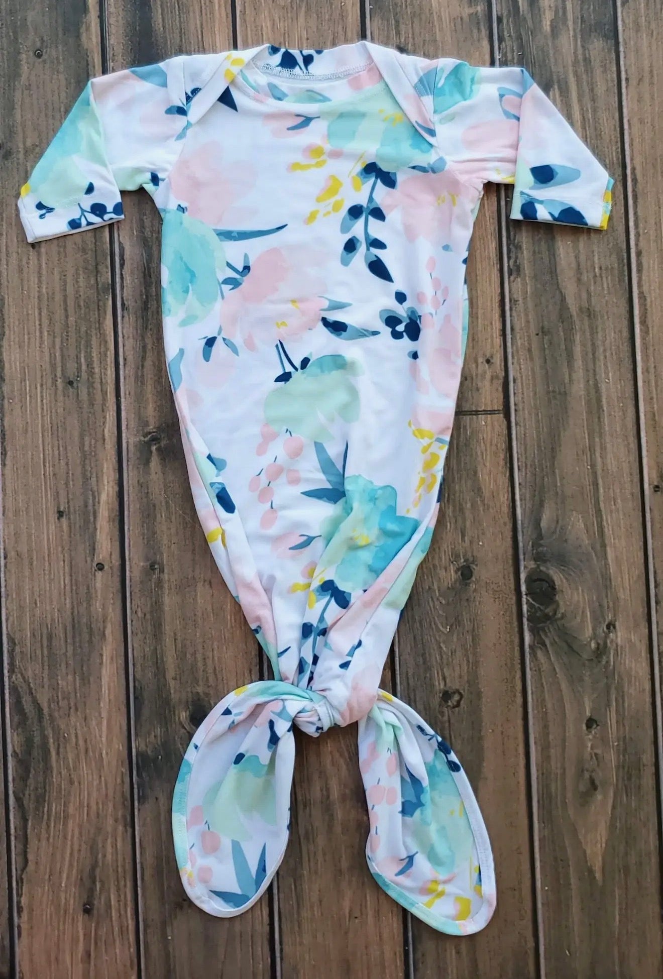 Infant Girls Water Color Floral Knot Gown and Headband - one size