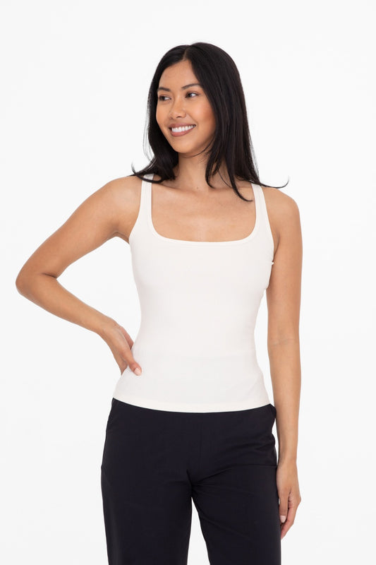 SQUARE NECK RIBBED TANK TOP