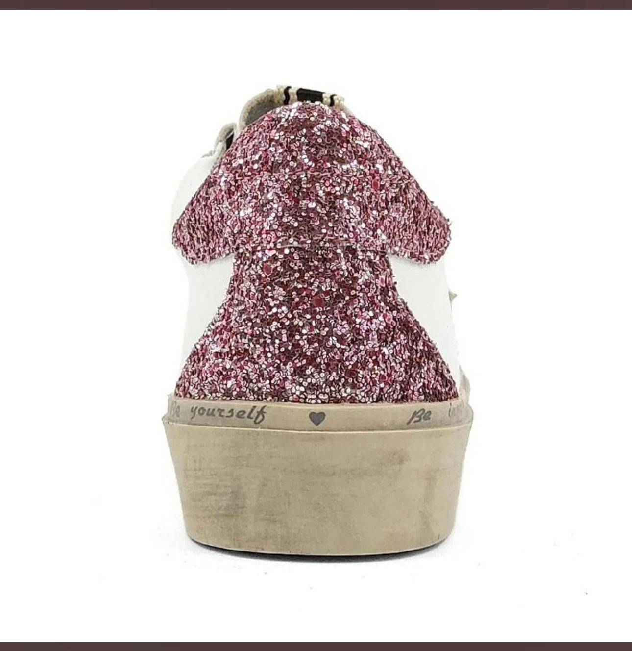 SHUSHOP Pink Reba glitter silver star sneakers