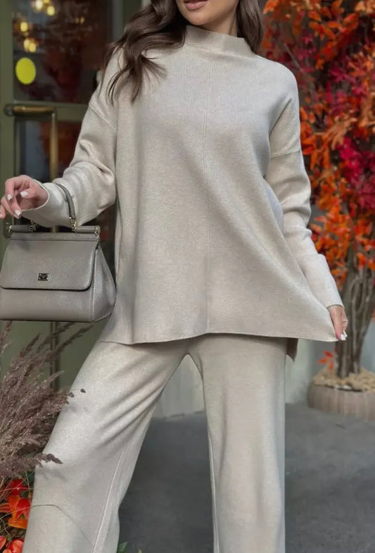 Stansie Slouchy knit sweater wide leg pant knit set